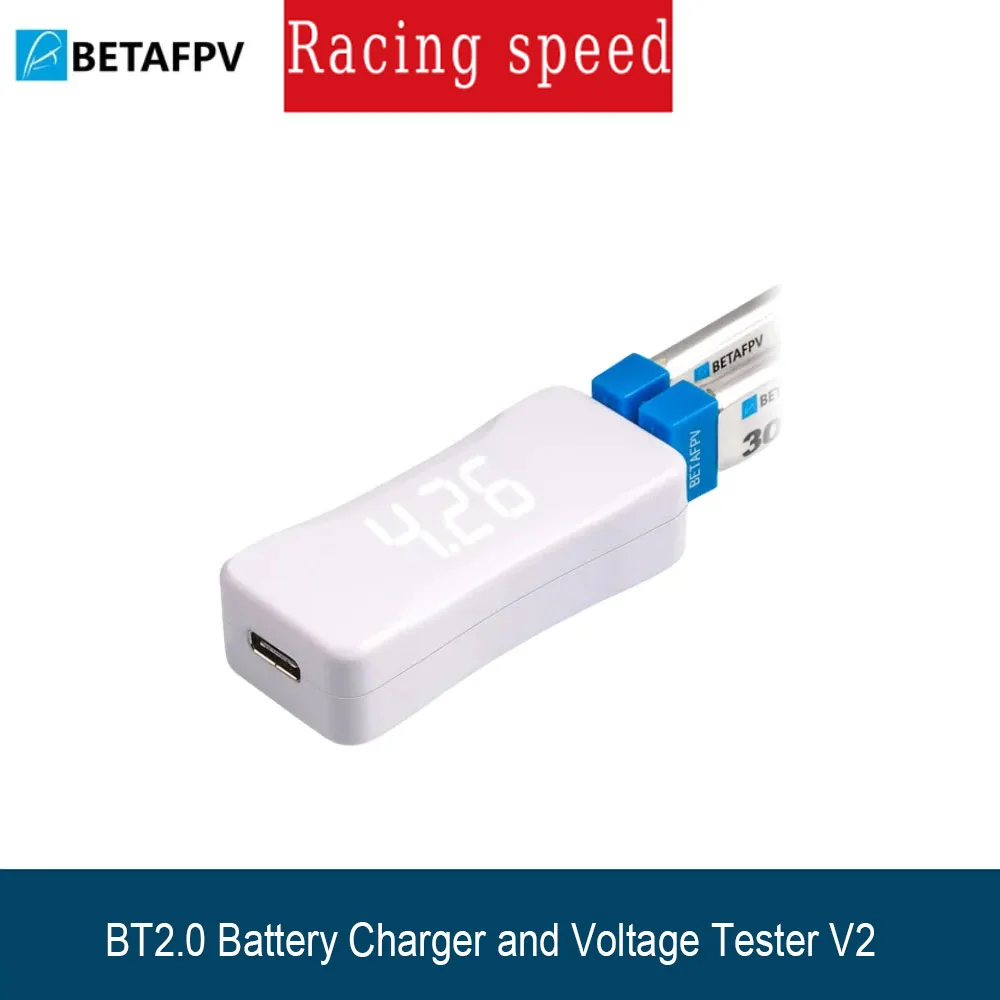

BETAFPV BT2.0 1S Battery All-in-One Charger, Type-C Dual Mode Voltage Tester with LED Display for RC FPV Lipo Batteries
