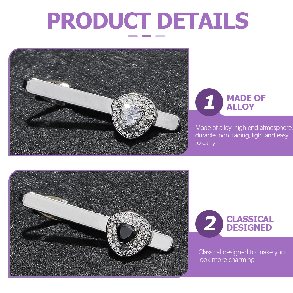 

3Pcs Men Tie Bars Clips High End Atmosphere Durable Nonfading Suitable Wedding Banquets Parties Daily Matching