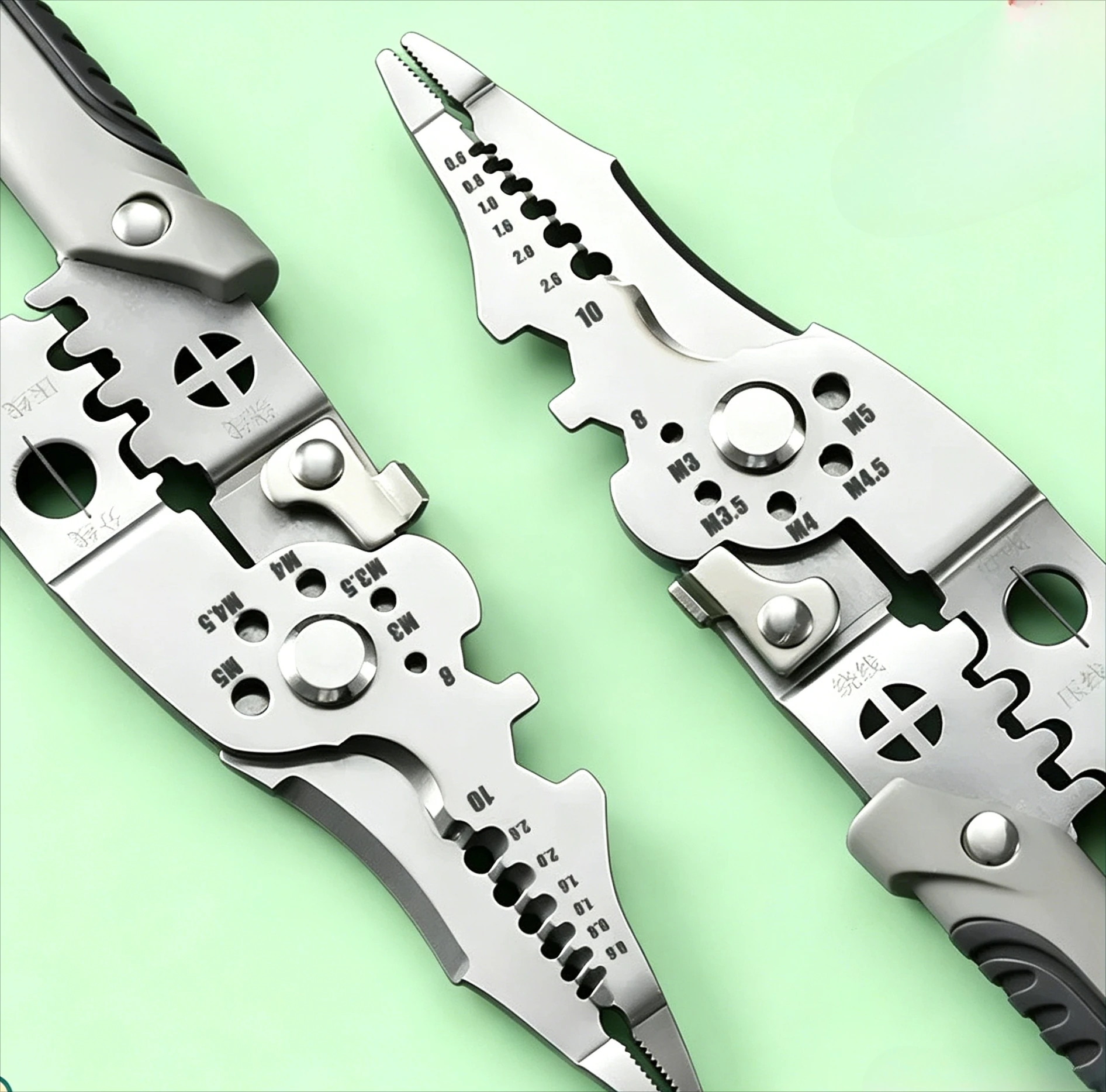 New 8.5-inch Multi-Function Industrial Wire Stripper Heavy-Duty Stainless Steel Electrician Pliers with Ergonomic Handle
