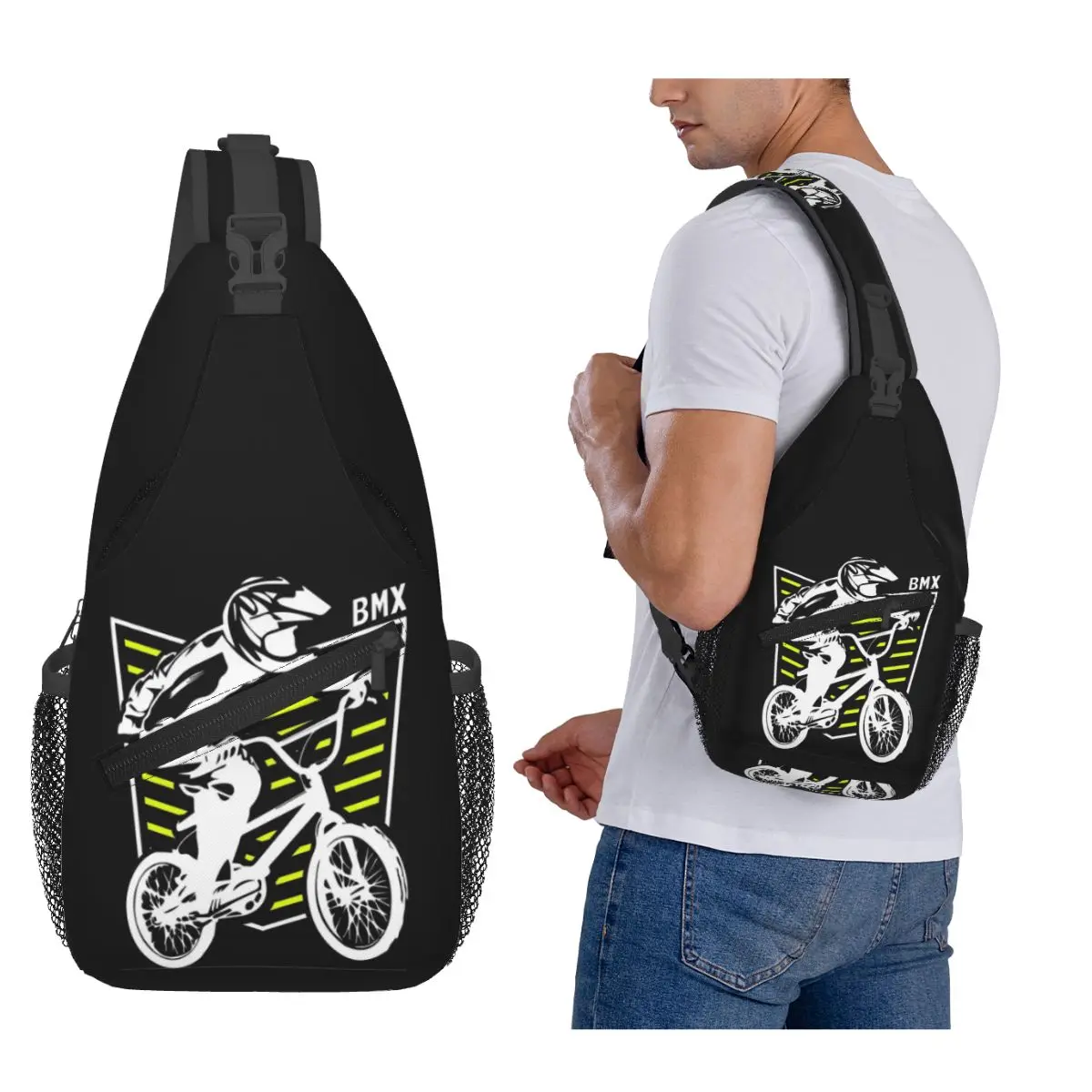 

Bmx Apparel Retro Bmx Bike Old School Patch Chest Bag Men Sling Crossbody Backpack Chest Bag Travel Hiking Daypack Shoulder Bag