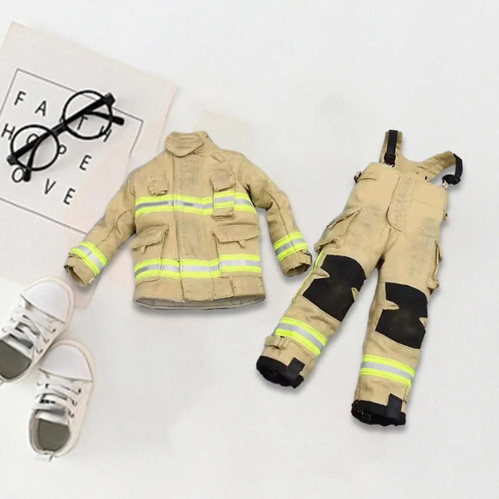 

1:6 Firefighter Suit Realistic Casual Stylish Retro Fashion Miniature Clothing for 12in Male Soldiers Figures Doll Model Accs