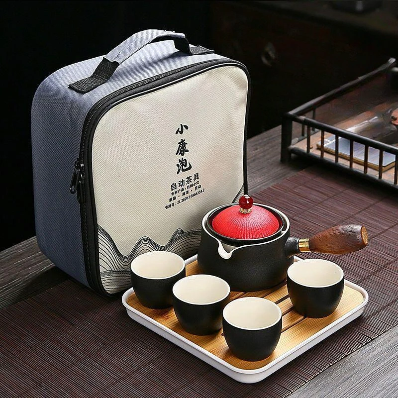 Chinese Style Kung Fu Travel Ceramic Tea Set Portable Teapot Set with 360 Rotation Tea Make Teacup Cup for Tea Gift Bag 2025 New view 3