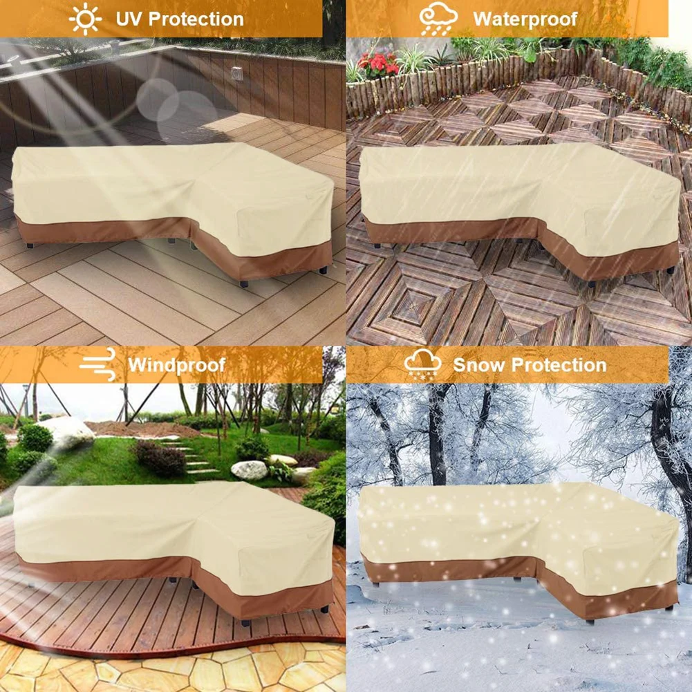 Outdoor L Shape Corner Sofa Cover Waterproof Rattan Corner Furniture Cover V Shape Sofa Table Chair Rain Protective Dust Covers