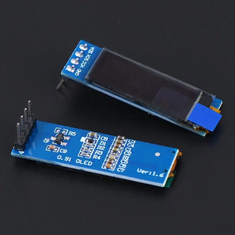 0.91 Inch I2C IIC OLED LCD Display Module 128x32 Blue/White Color SSD1306 Driver IC DC 3.3V 5V DIY Module