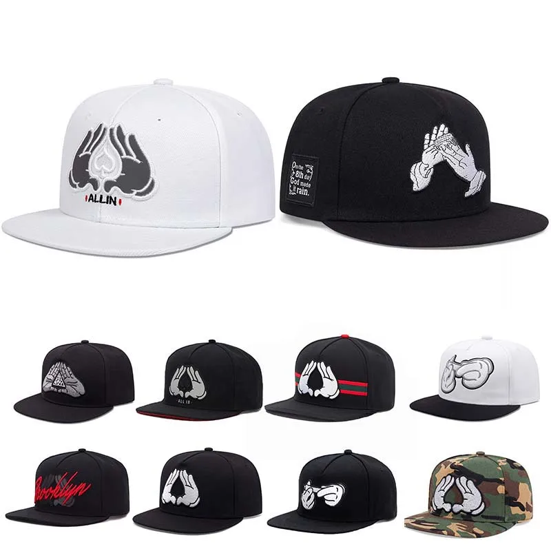 Ręcznie haftowana czapka z daszkiem w stylu hiphop czapka typu snapback dla dorosłych kapelusz przeciwsłoneczny unisex regulowane czapki baseballowe