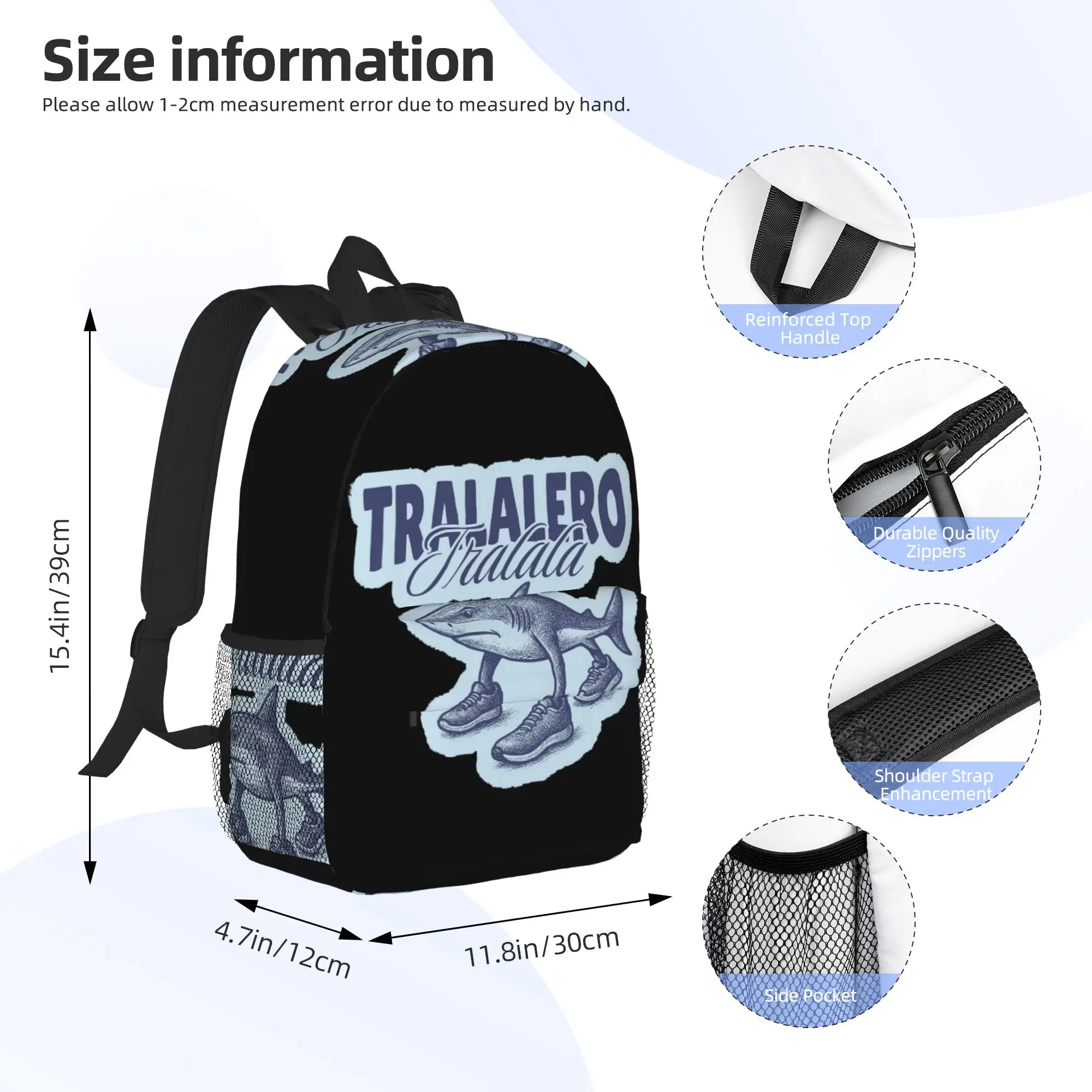 Tralalero Tralala Shark Italian Brainrot Backpack Hot Sale Daypack Boys Girls BookBag Shoulder Bags for Men Women School Bag
