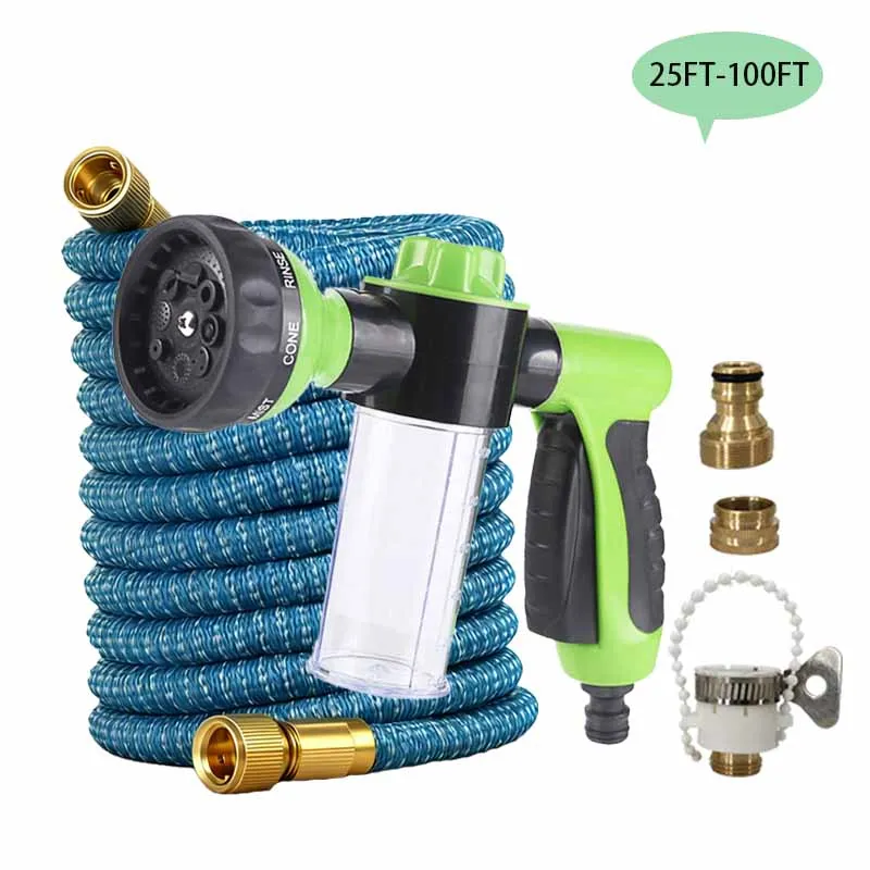 

Garden Hose With High-Pressure Car Wash Water Gun And Garden Flushing Water Pipe Suitable For Irrigation And Cleaning 25FT-100FT