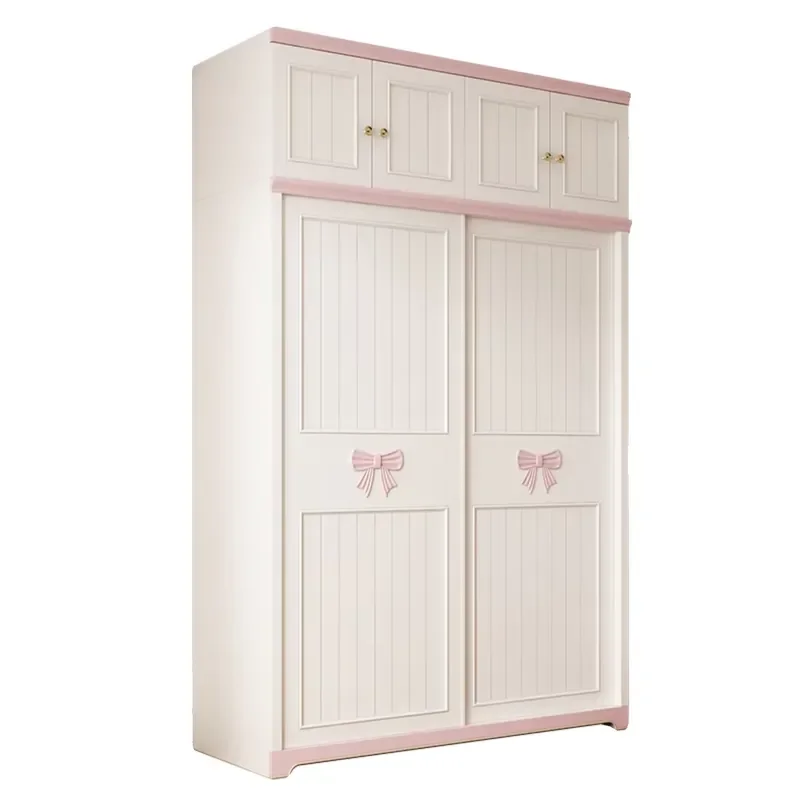 Wooden Kids Wardrobe 2 Door With Drawer Baby Room Furniture Children Bedroom Storage Cabinet Nursery Closet Organizer For