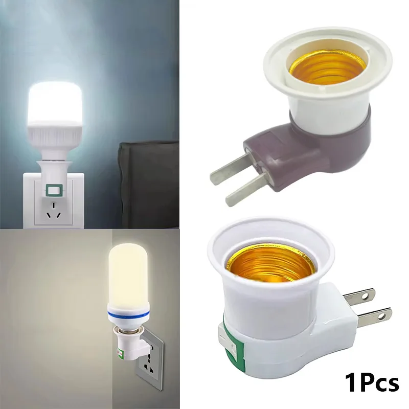 1 Pcs E27 Light Lamp Bulbs Socket Base Holder With Switch US Plug Adapter ON/OFF Standard Screw-in Socket Outlet Converter