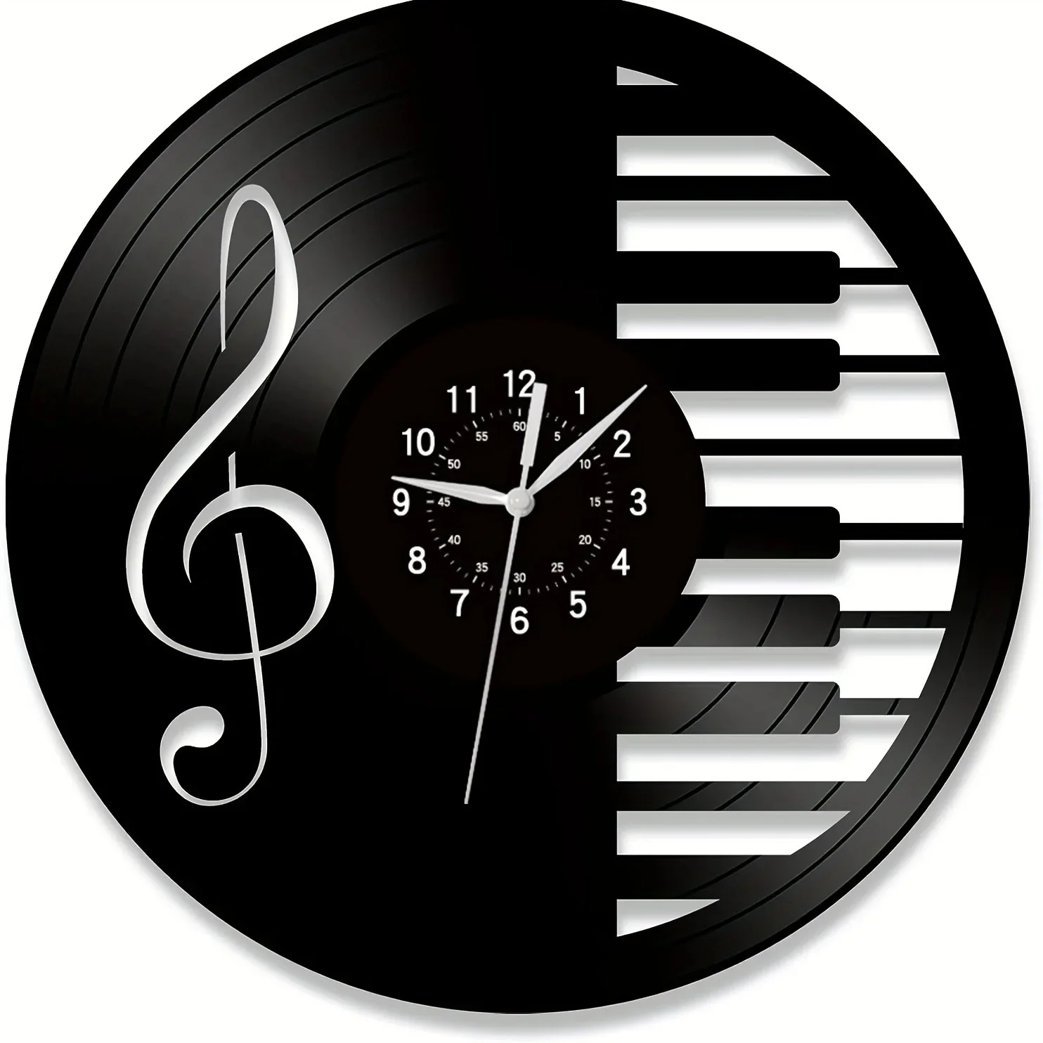 Music Life Silent Fashion Creative Black Rubber Wall Clock Living room instrument decoration Bedroom luminous quartz wall clocks