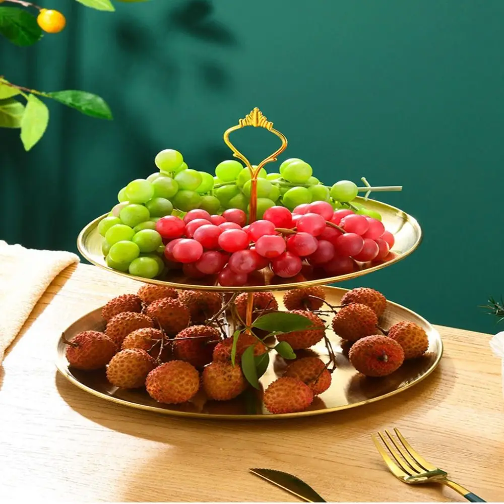 Stainless steel Stainless Steel Fruit Stand Easy to Use Not Easily Deformed Cake Dessert Tray With Handle 2/3 Layer