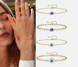 Fashion Turkish Evil Eye Gold Color Bracelet For Women Men Handmade Zircon Waist Chains Set Good Luck Party Jewelry Trendy Gift