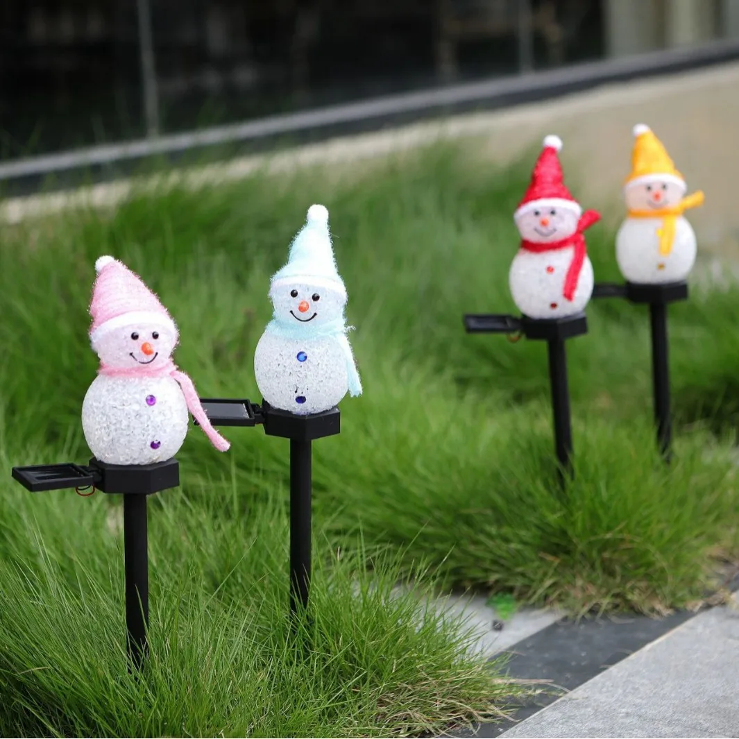 Solar Snowman Garden Stake Lights, Outdoor LED Christmas Snowman Pathway Lights Xmas Yard Lawn Patio Decorations for Holiday