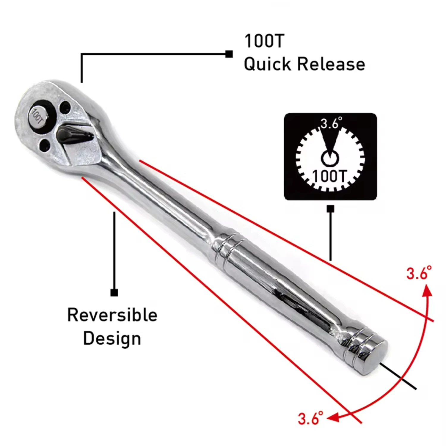 100T Quick Ratchet Socket Wrench Set 1/4" 3/8" 1/2" 100 Teeth CR-V Steel Spanner Repair Tools