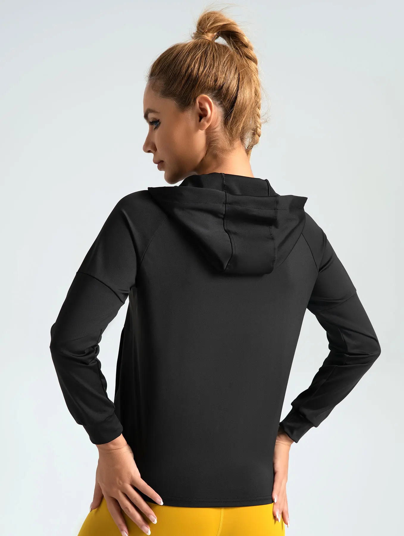 Jaqueta de emagrecimento com capuz ao ar livre, Terno De Ioga, Fitness Running Sportswear, Top solto