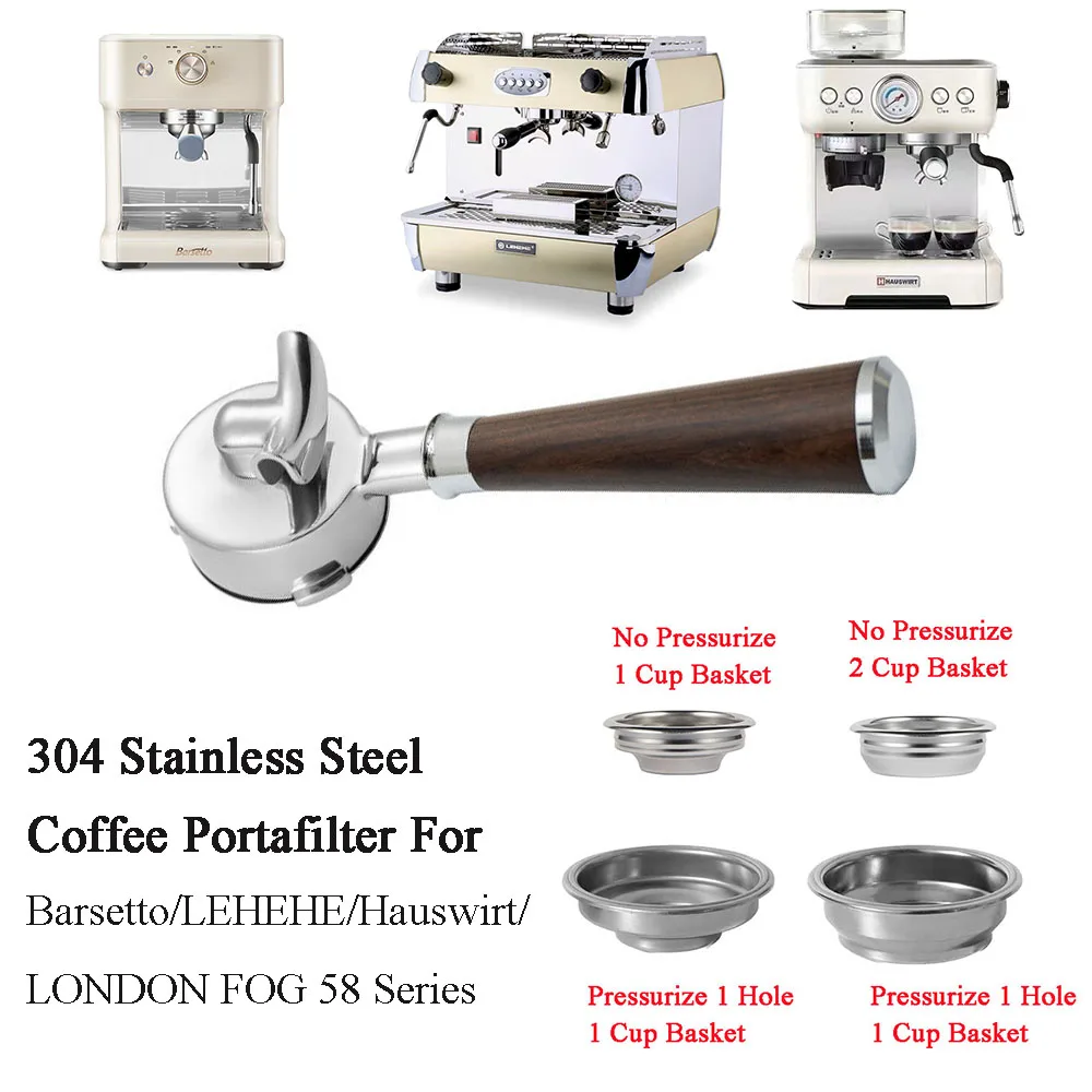58mm 3 Ears Single/Double Mouths Coffee Portafilter Filter Holder For GeviE020DE/ Barsetto/Oster/Breville mini Max VCF-125X