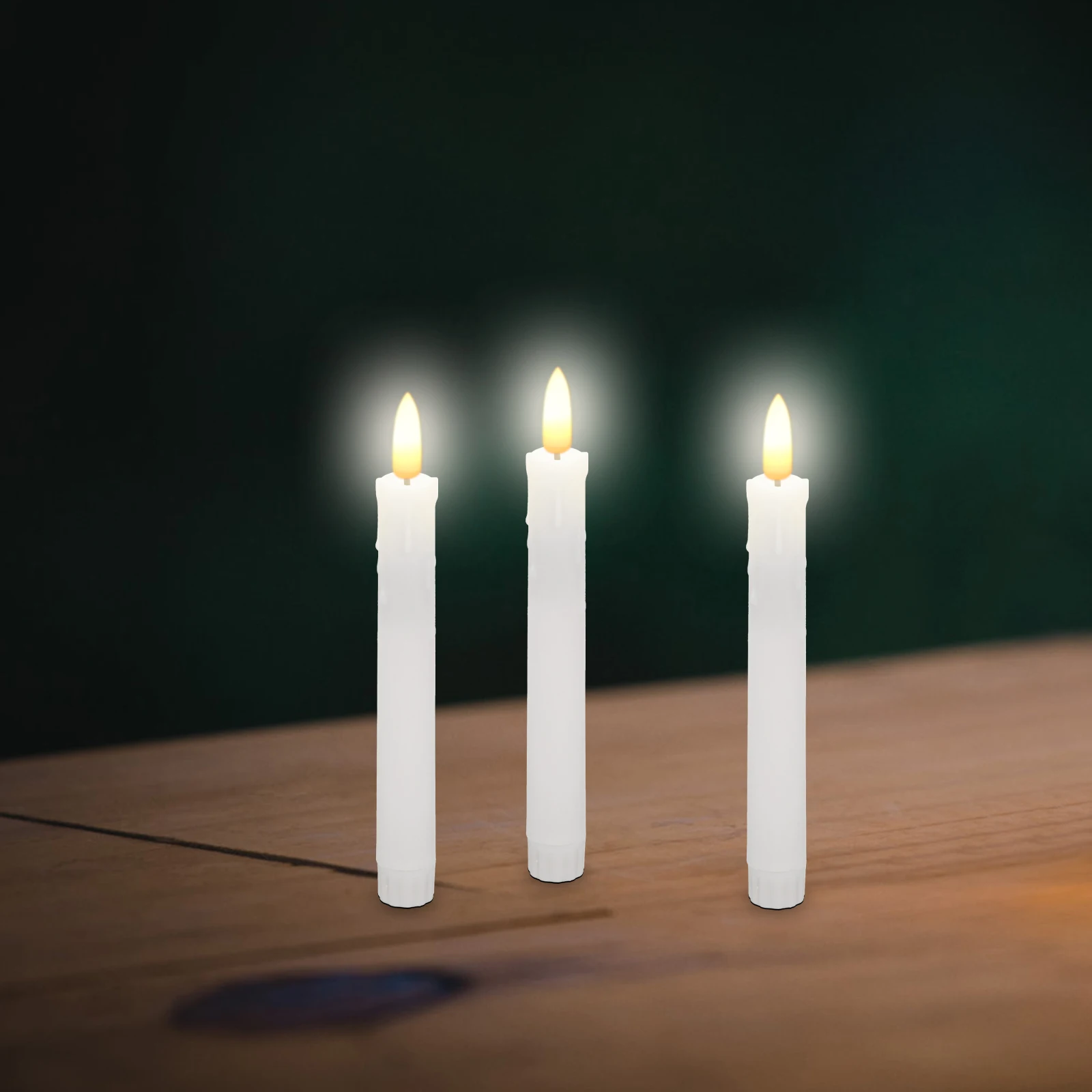 

6pcs 7 Inch Warm White LED Flickering Flameless Taper C les Remote Control Operated Christmas Decor LED Lighting