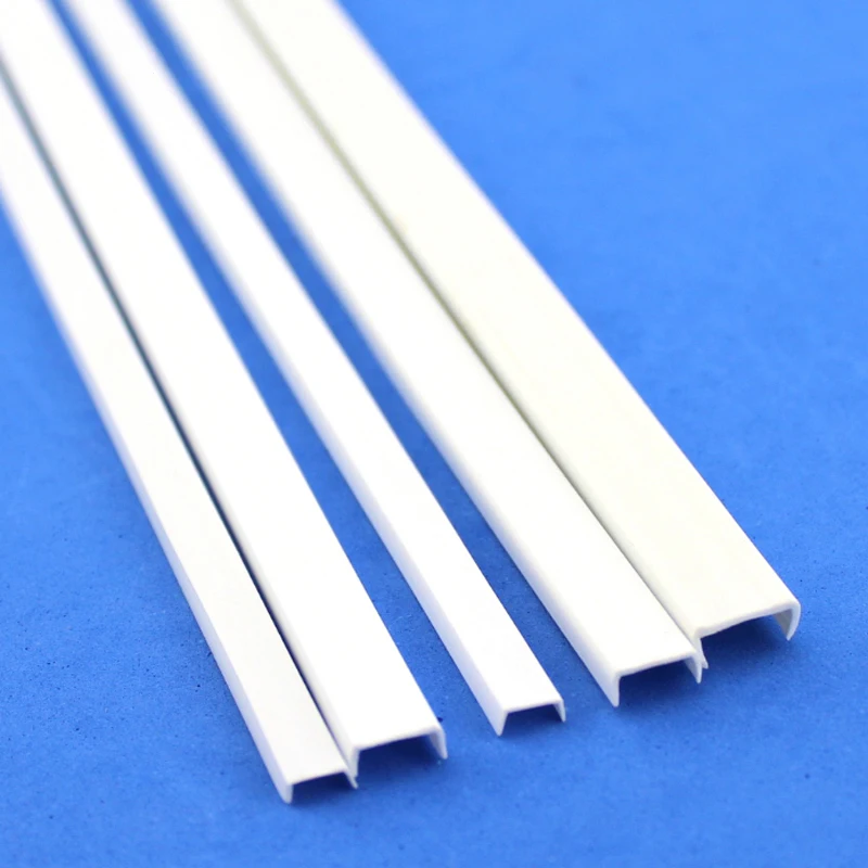 

10-100pcs 250mm(25cm) Length White ABS Plastic Strip U-shaped Strip DIY Handmade Building Model Accessories Width 5/6/8/10mm