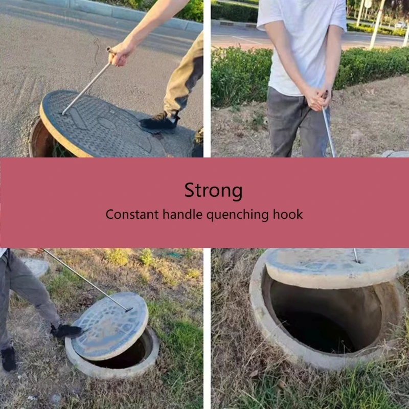 Y1UD T-Shaped Steel Hook Heavy Duty Spring Heavy Duty Hook Tool Spring Hook Manhole Hook T Shape Hook Pull Hook Tool