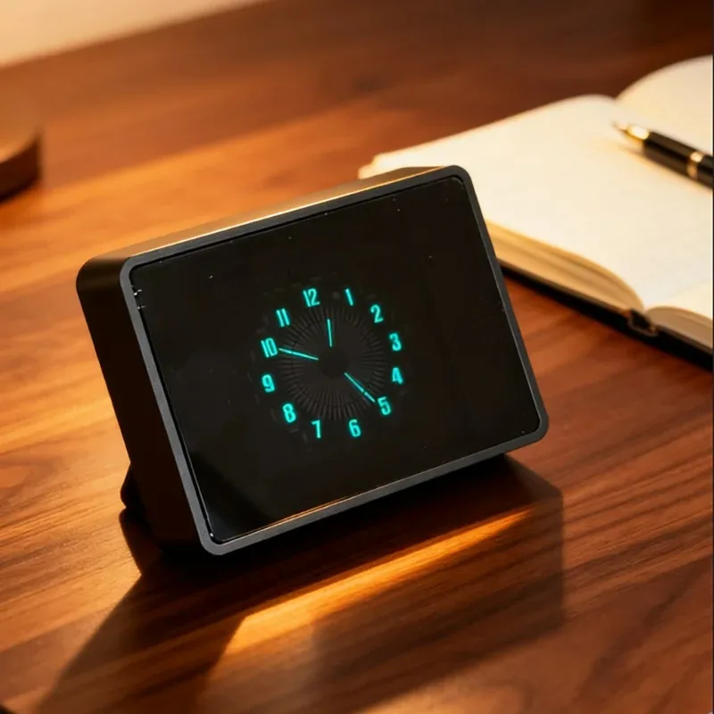 Creative Desktop Clock Ornament VFD Imitation Pointer Clock Mini Aluminum Alloy Home Atmosphere Decoration Gift