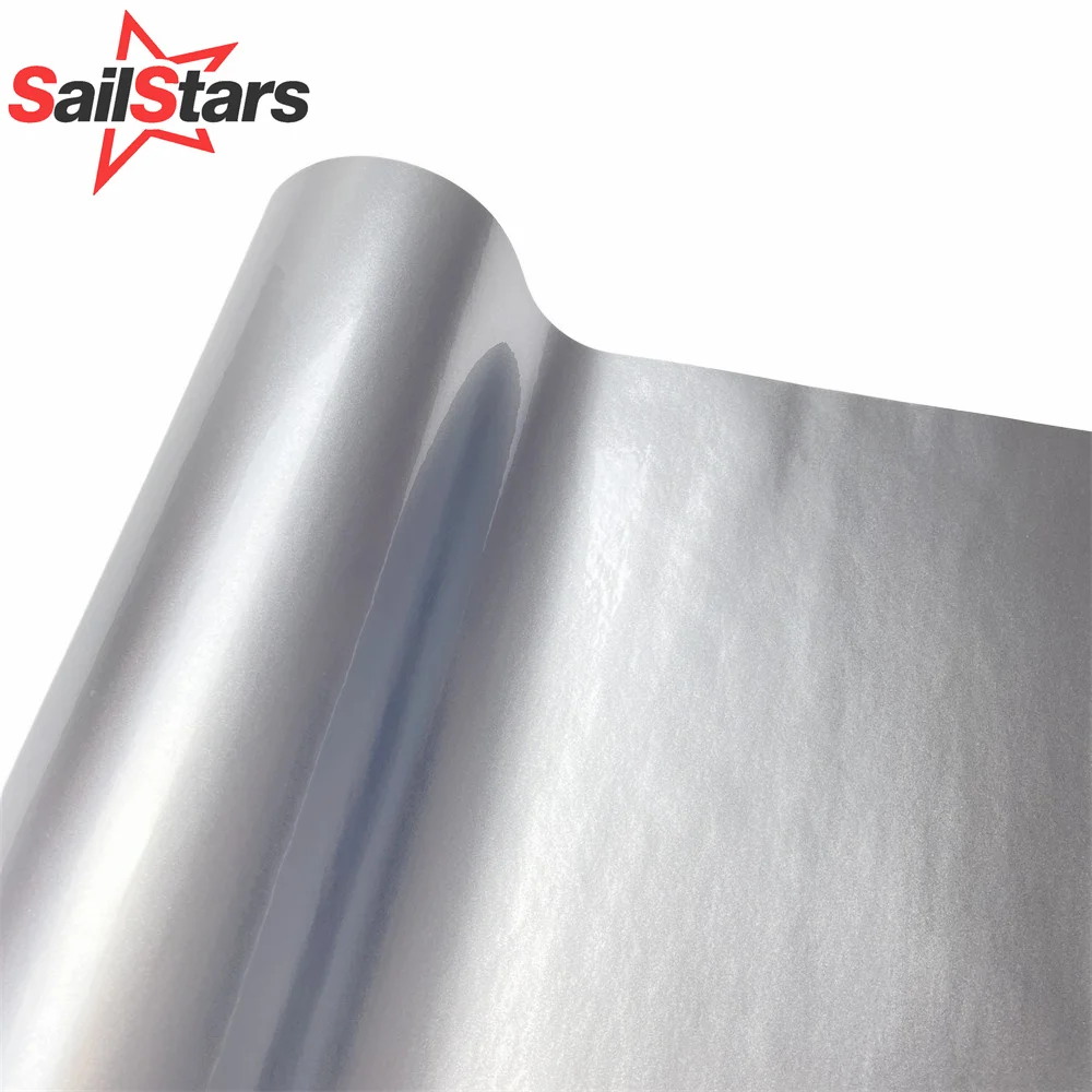 Car Sticker Glossy Candy Vinyl Wrap Film Gloss Metallic Silver Decal DIY Bubble Free Wrapping for Motorcycle