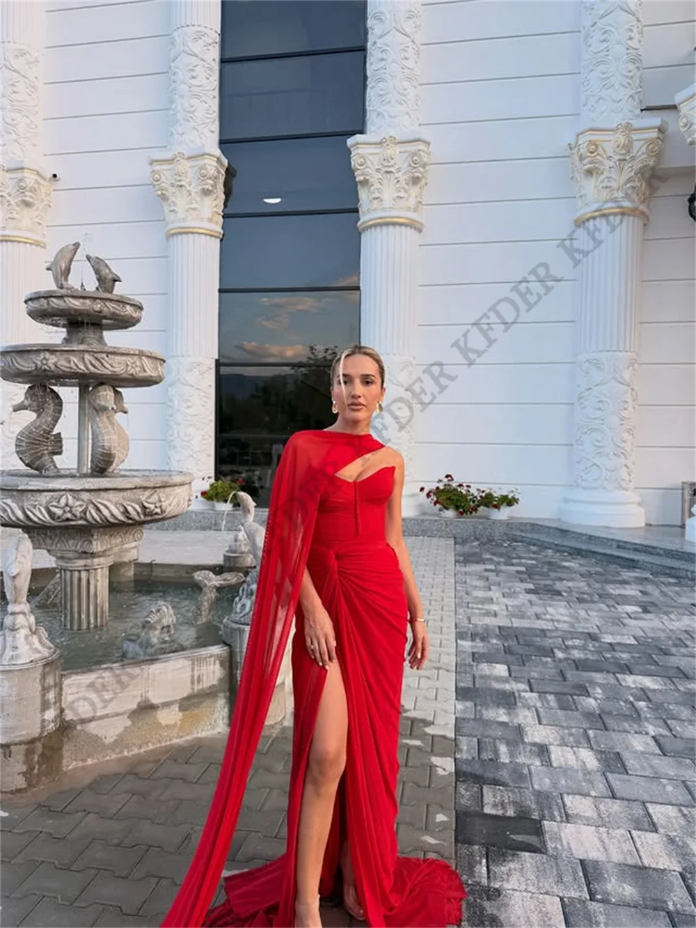 Red Button Mermaid Chiffon Prom Dresses Sweetheart Sleeveless Evening Dress 2026 Formal Occasion Gown Robe De Soirée Customized