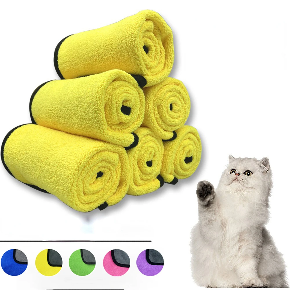 Quick-drying Dog and Cat Towels Soft Fiber Towels Absorbent Bath Towel Pet Bathrobe Convenient Cleaning Towel Dog Accessories