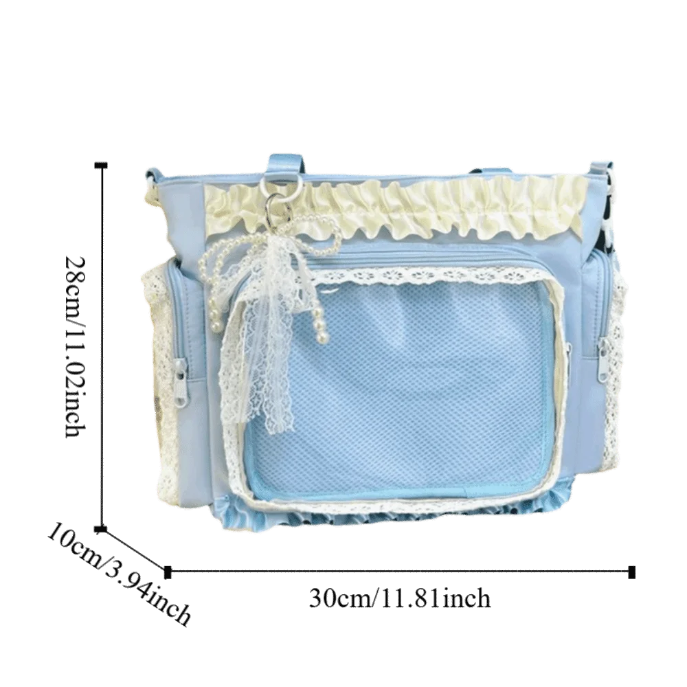 Ballet Style Lolita Transparent Crossbody Bag Bowknot Large Capacity Anime Shoulder Bag Sweet with Pendant Tote Bag Japanese view 6