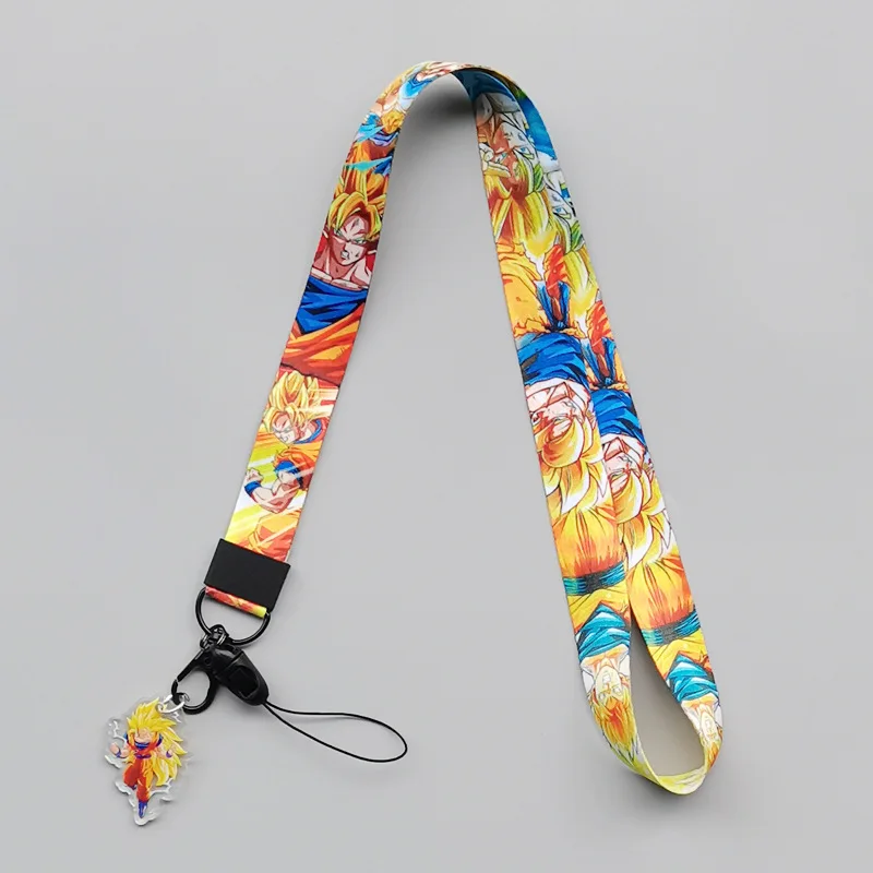 لعبة دراغون بول أنيمي الحبل لسلسلة المفاتيح غطاء بطاقة الهوية جواز سفر الطالب الهاتف المحمول USB شارة حامل حلقة رئيسية الرقبة حزام الملحقات