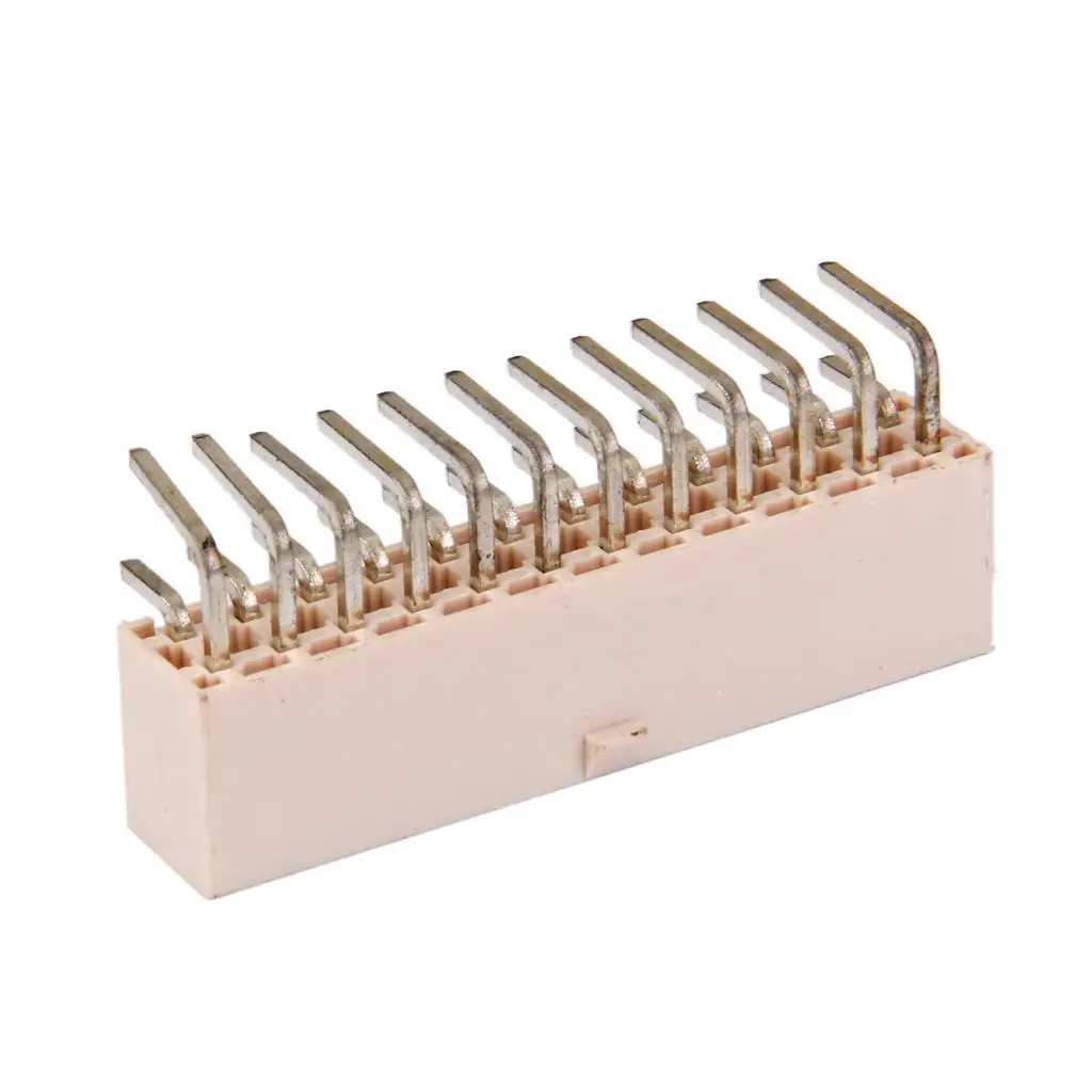 Beige 24 Pin Angled Power Supply PCB Solder L Plug Connector Converter