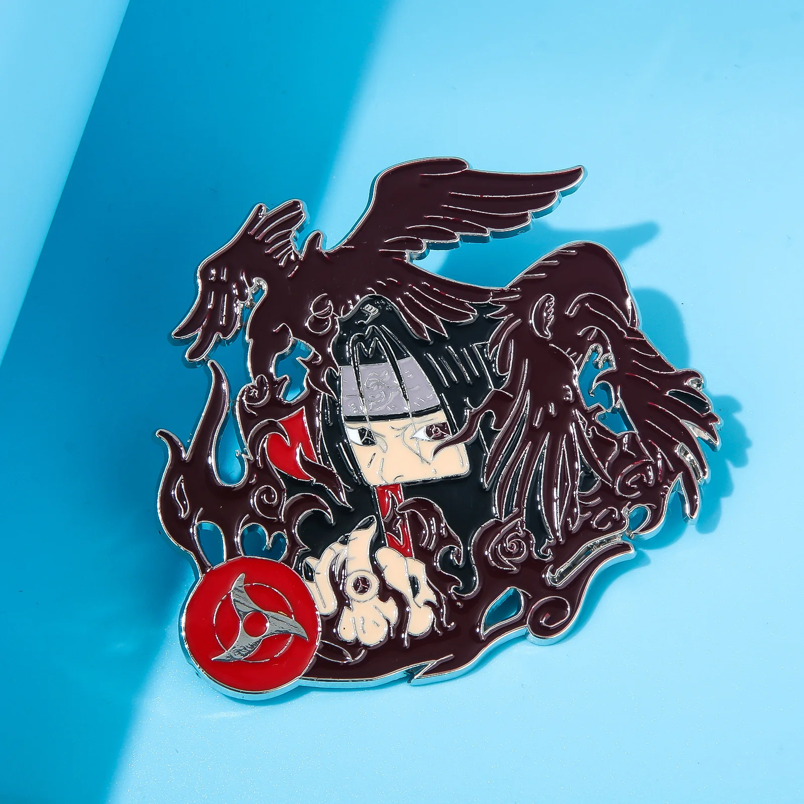 Anime NARUTO Badges Uchiha Sasuke Itachi Madara Pins Manga Brooches Pendant for Bag Backpack Clothing Lapel ACG Cosplay Toys