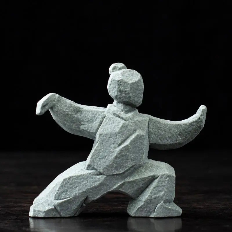 2025 New Chinese Tai Chi Kung Fu Character Ornament Creative Home Desktop Tea Table Landscape Tea Pet Decoration Crafts LI358