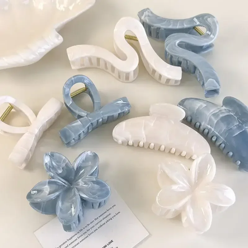 

Vintage Colorful Flowers Bow Geometry Acrylic Hair Claw For Women Girl Elegant Hairpins Shark Clip Crab Barrettes Lady Headdress