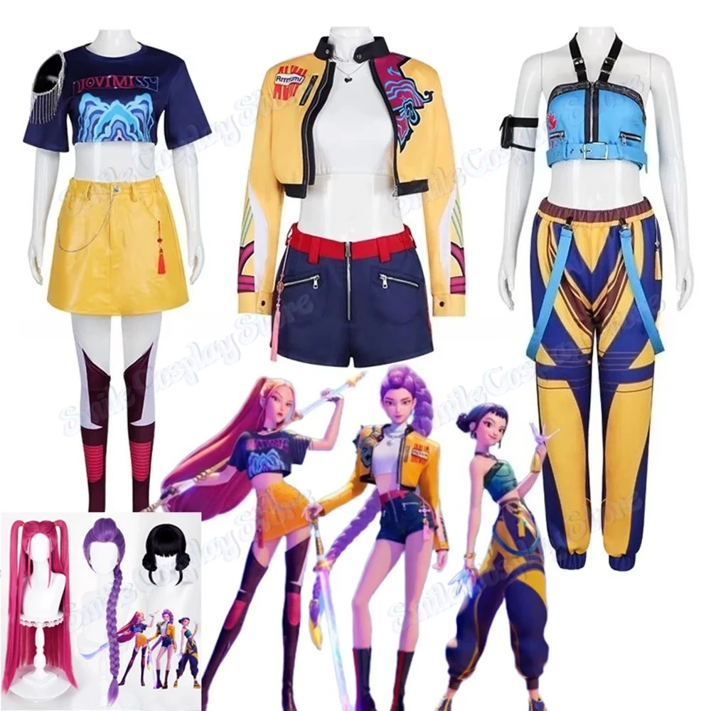 

KPop Demon Hunters Mira Zoey Rumi Anime Movie Cosplay Costume Wig KPOP Huntrix Uniform Halloween Carnival Party Props For Women