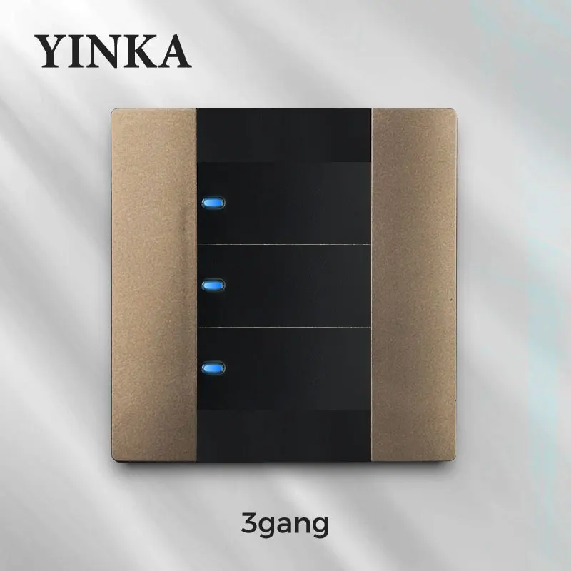 YINKA Plastic Panel Home Self-resetting Wall Light Switch Two-color Splicing 1 2 3 4 Gang /1 2 Way LED Indicator 220v 86mm*86mm - view 6