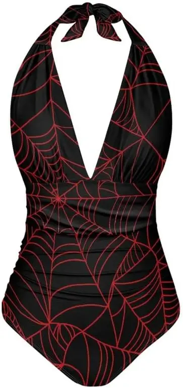 

Роскошные красочные купальные костюмы Trio с контролем живота для женщин, цельный купальник с v-образным вырезом, купальник с лямкой на шее, большие размеры