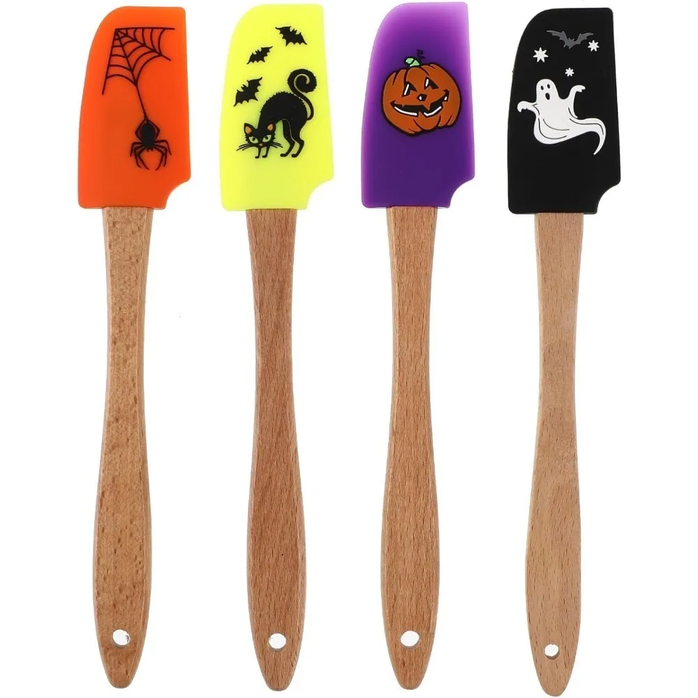 Halloween Wooden Handle Silicone Scraper Cream Spatula Pastry Baking Gadgets Kitchen Essentials Suitable for Home Baking