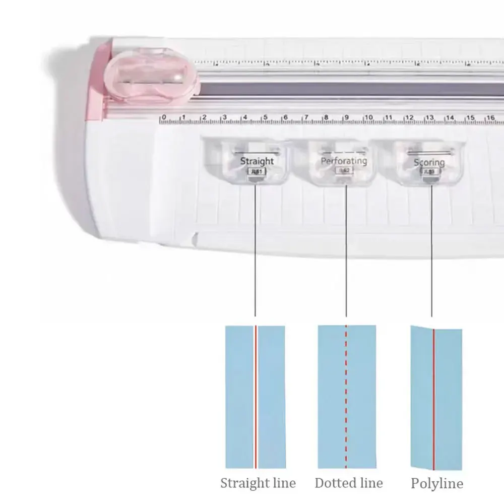Cortador de papel multifuncional com linha reta, linha pontilhada, cabeça de corte de linha dobrável A5 pequeno com régua mini corte de papel deslizante