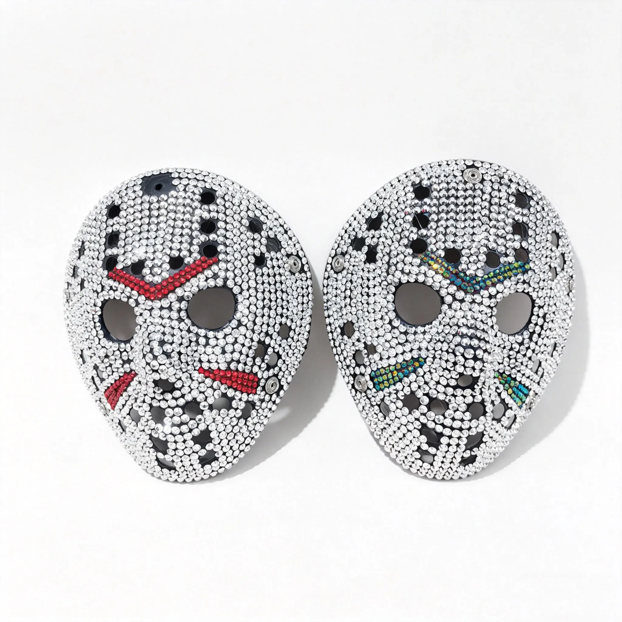 Strass-Verzierte Hockey-Maske, Funkelnde Vollgesichtsmaske für Erwachsene Halloween-Party, Cosplay und Themenveranstaltungen