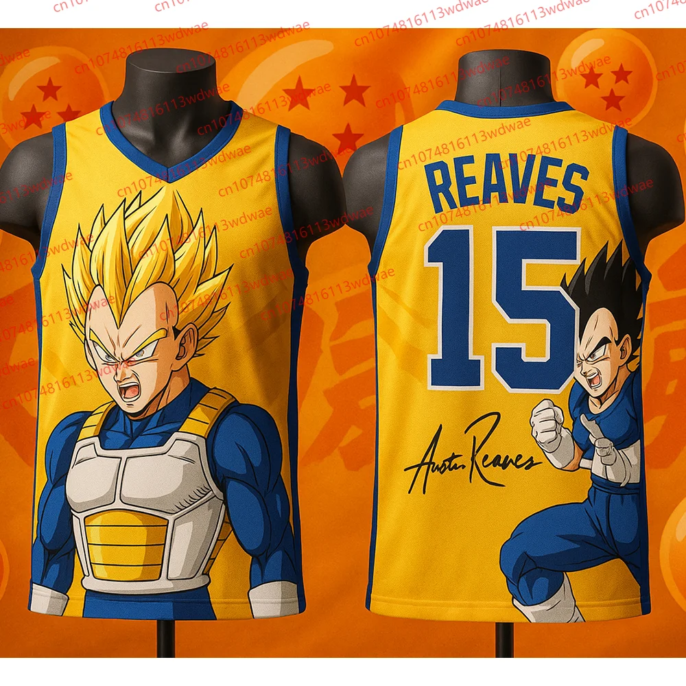 Hot Sale American Basketball Vest Dragon Ball Vegeta Men Basketball Jersey Austin Rivers 15 Jersey Kit KID Fans Basketball Vest