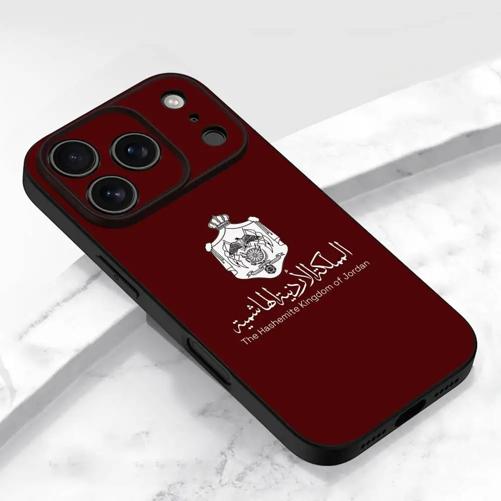 Coque de téléphone avec emblème National Jordan, drapeau passeport, pour iPhone 17,16,15,14,13,12,11,Pro,Max,Plus,E,Air,Mini, housse de protection noire