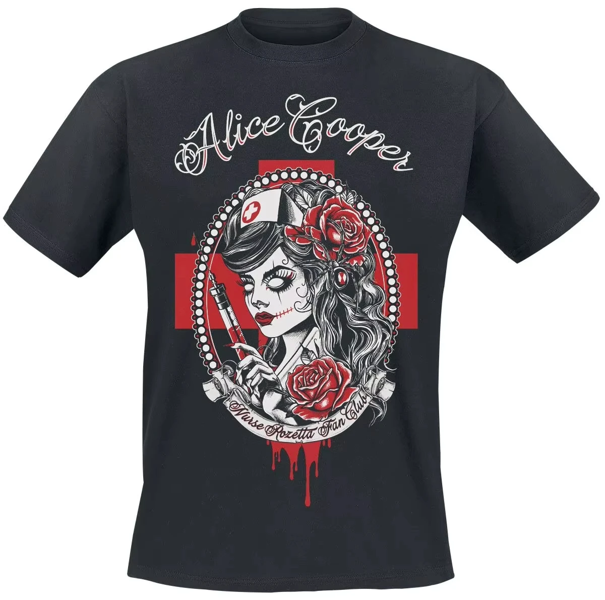 

Alice Cooper Dark Nurse Men's Black Rock Band Graphic T-Shirt, Unisex, Band Heavy Metal Rock Street Retro Hip Hop Fans