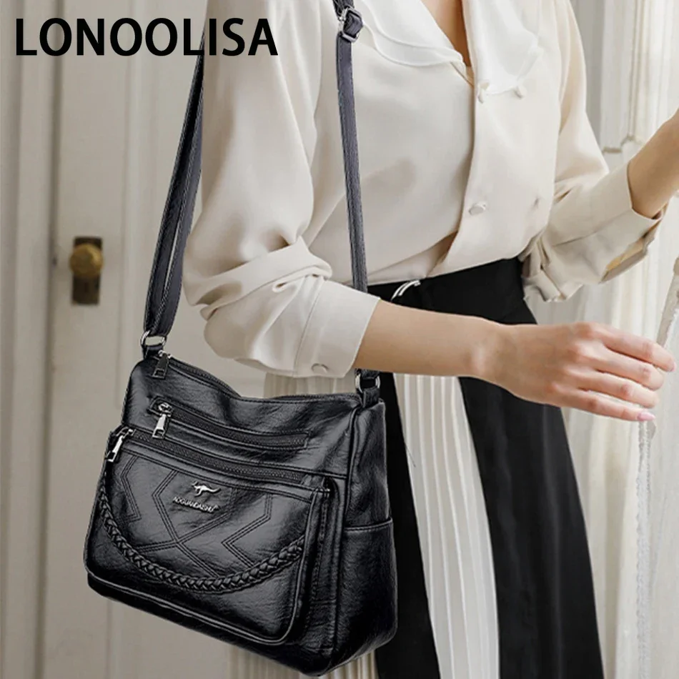 Multi Pocket Soft Leather Crossbody Bag Luxury Purses Handbags Women\'s Bag Designer Shoulder Messenger Bags for Women Sac A Main