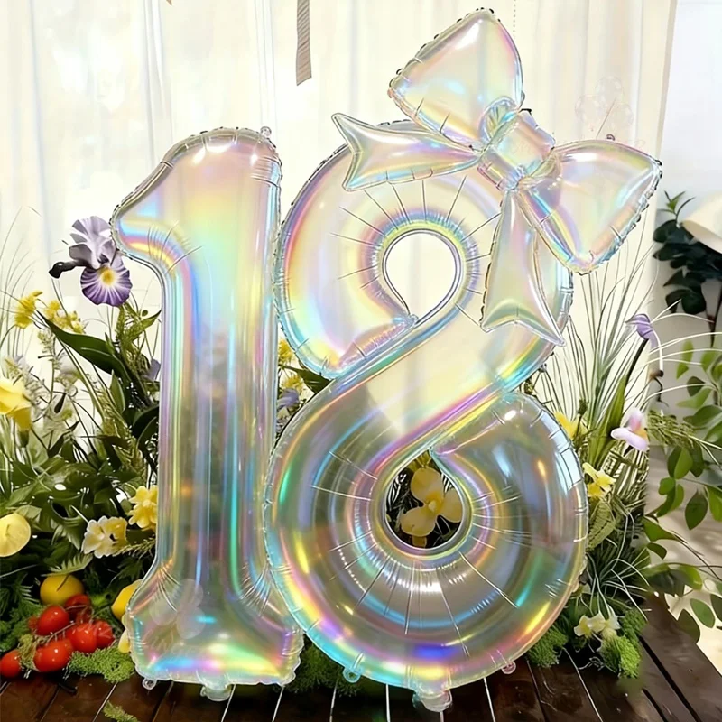 Balão Digital Transparente Colorido, Balão em Forma de Laço, Usado para Festas de Aniversário e Decoração de Aniversários