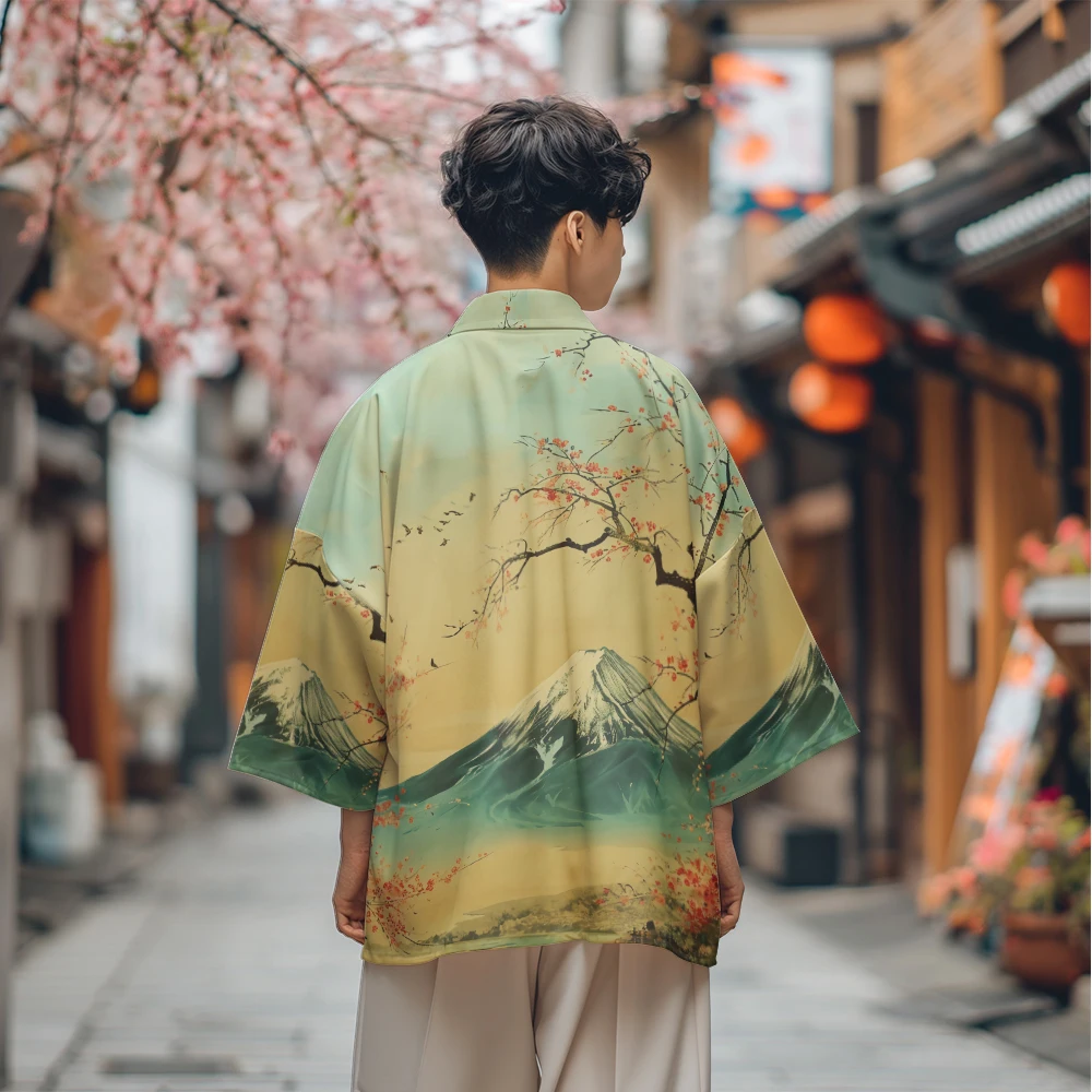 Summer Samurai Kimono Cosplay Stylish Floral Haori Streetwear Kimono Men Retro Yukata Japanese Fashion Cardigan Robe Hot Sale