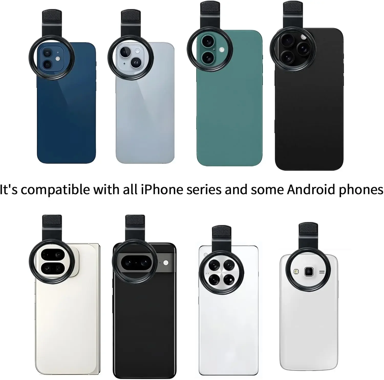 MINI 52mmクリップ式スマホフィルターホルダーマウントカメラ広角フィルターレンズ偏光ユニバーサルポータブルCPLフィルターレンズキット iPhone用