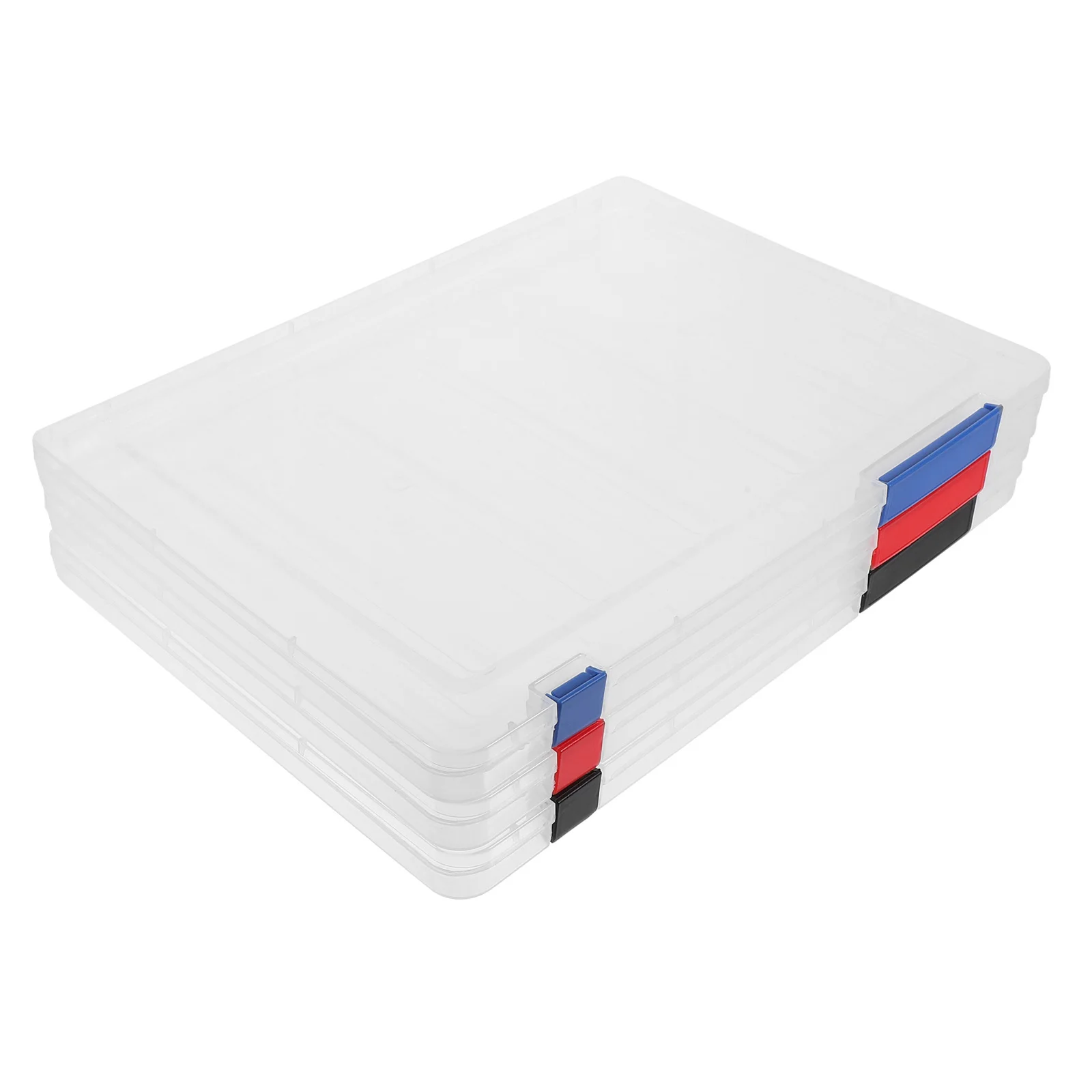 3Pcs File Box Buckle Closure Practical A4 Document Storage Organizer Photo Holder Scrapbook Paper Organizer Plastic Case