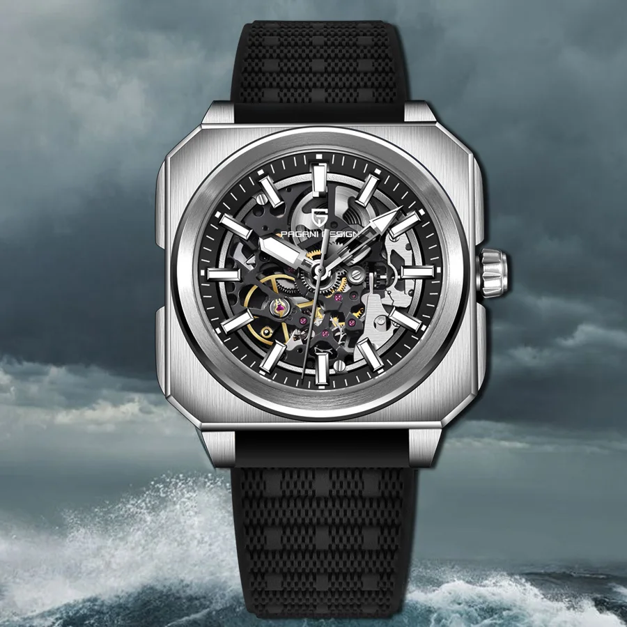 

PAGANI DESIGN новые механические полые мужские часы с сапфировым стеклом, светящиеся водонепроницаемые часы, кожаные роскошные часы со стальным корпусом, подарочная коробка