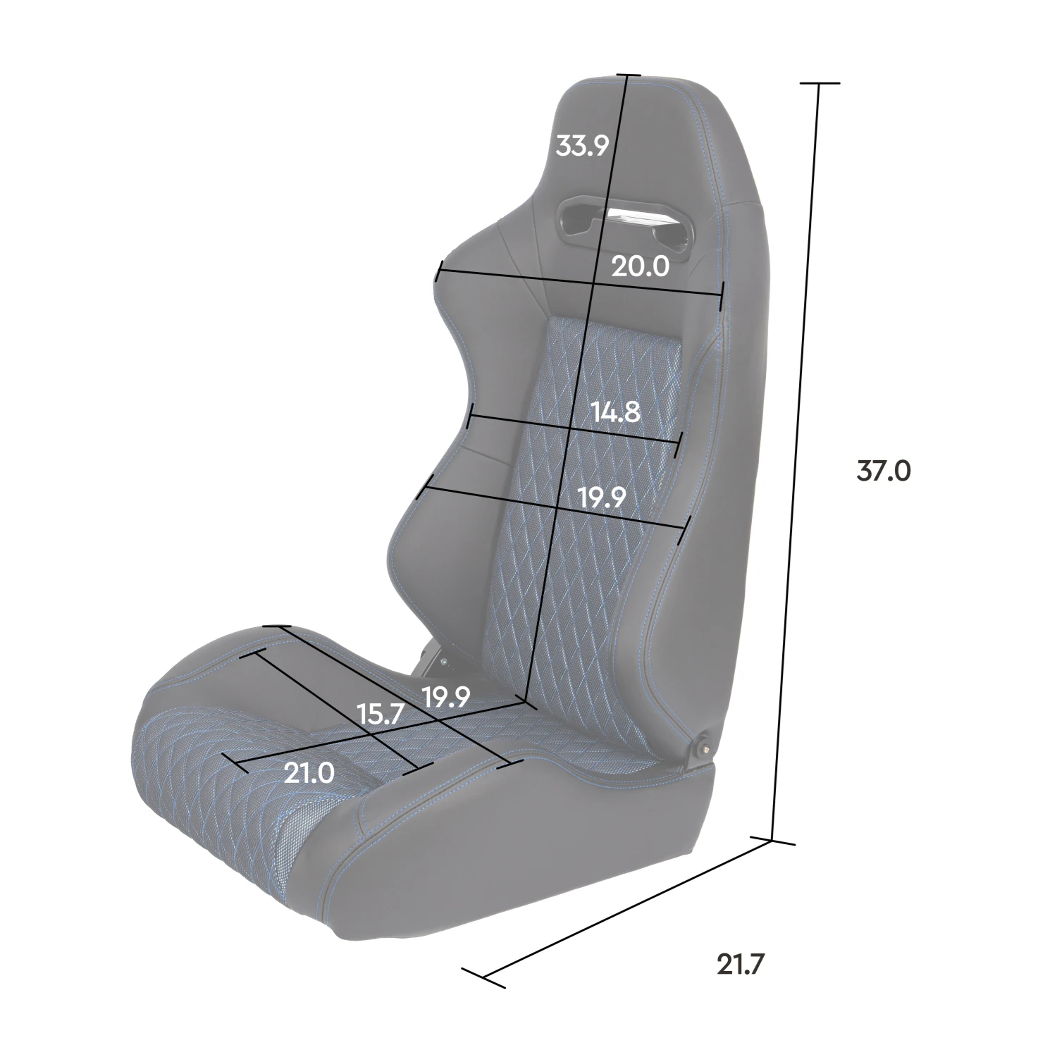 1035D 2PCS US Stock General Purpose PVC Leather with Blue Shiny Breathable Mesh Car Racing Seat