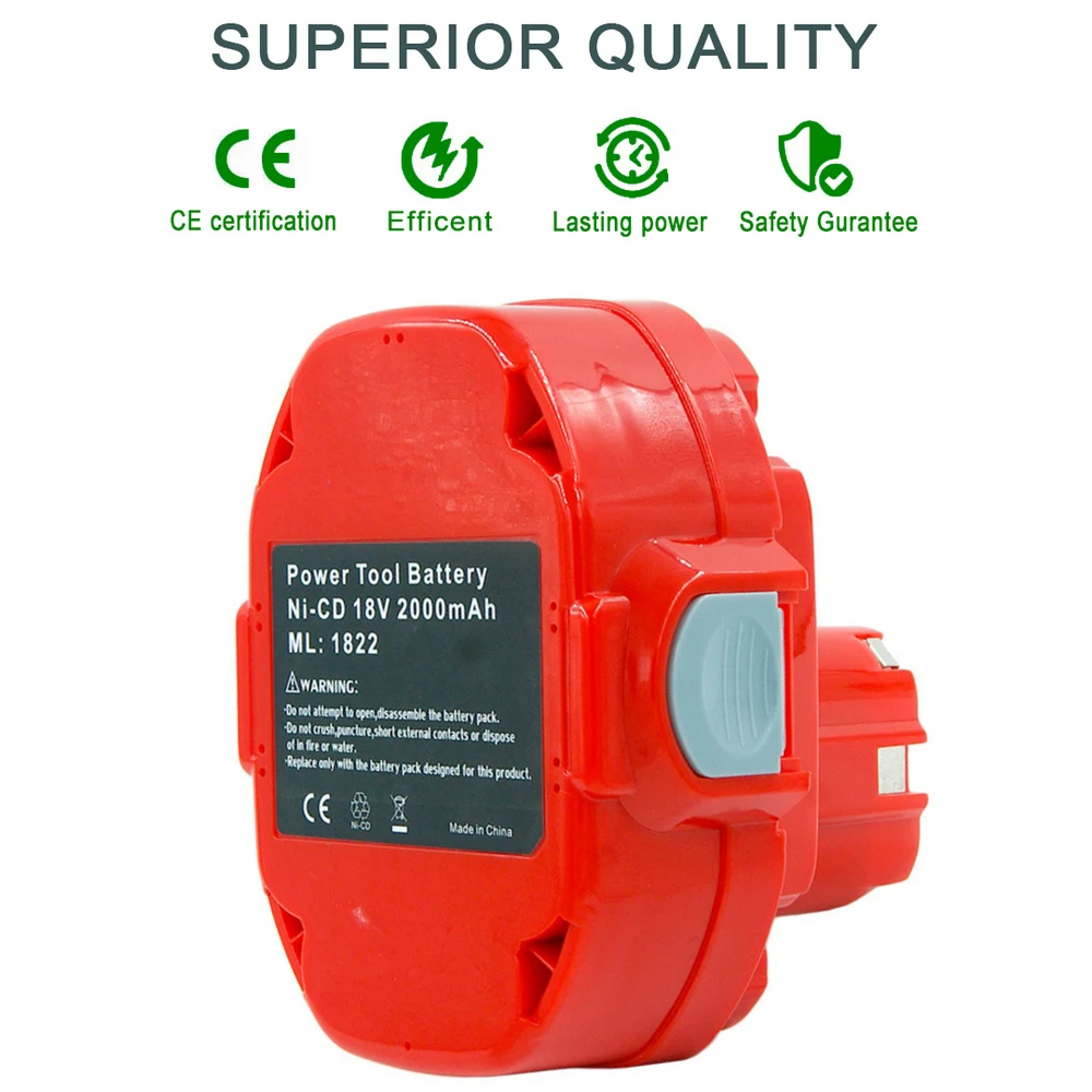 18V 2000mAh Ni-CD substituição da bateria recarregável para Makita Ferramentas Elétricas Brocas sem fio PA18 1822 1823 1833 1834 1835
